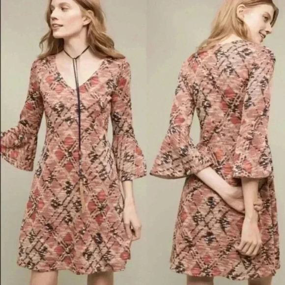 Maeve by Anthropologie Bell Sleeve Mini Dress EUC Small - Picture 1 of 3